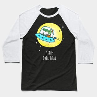 Merry Rocking Space Crocodile Alligator Christmas Baseball T-Shirt